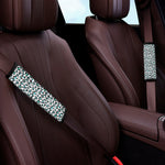 White And Teal Leopard Print Car Seat Belt Covers