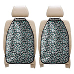 White And Teal Leopard Print Car Seat Organizers