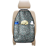 White And Teal Leopard Print Car Seat Organizers