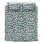 White And Teal Leopard Print Duvet Cover Bedding Set