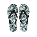 White And Teal Leopard Print Flip Flops