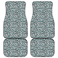 White And Teal Leopard Print Front and Back Car Floor Mats