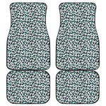 White And Teal Leopard Print Front and Back Car Floor Mats