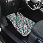 White And Teal Leopard Print Front and Back Car Floor Mats