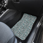 White And Teal Leopard Print Front and Back Car Floor Mats