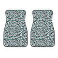 White And Teal Leopard Print Front Car Floor Mats