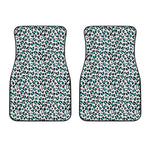 White And Teal Leopard Print Front Car Floor Mats