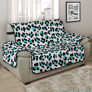 White And Teal Leopard Print Half Sofa Protector