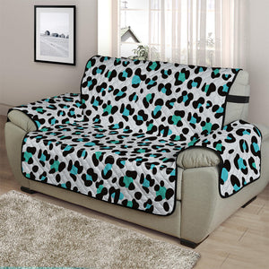 White And Teal Leopard Print Half Sofa Protector