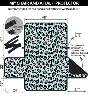 White And Teal Leopard Print Half Sofa Protector