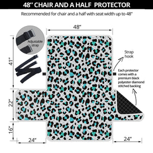 White And Teal Leopard Print Half Sofa Protector