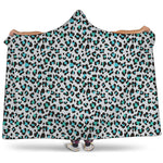 White And Teal Leopard Print Hooded Blanket