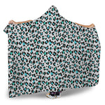 White And Teal Leopard Print Hooded Blanket