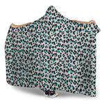 White And Teal Leopard Print Hooded Blanket