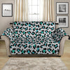 White And Teal Leopard Print Loveseat Protector