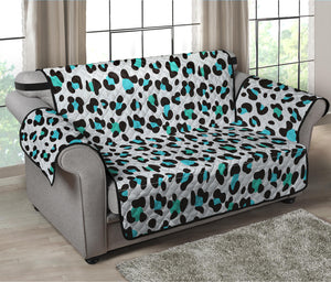 White And Teal Leopard Print Loveseat Protector