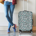 White And Teal Leopard Print Luggage Cover