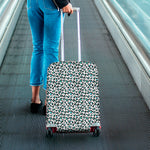 White And Teal Leopard Print Luggage Cover