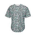 White And Teal Leopard Print Men's Baseball Jersey