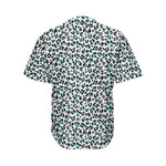 White And Teal Leopard Print Men's Baseball Jersey