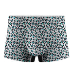 White And Teal Leopard Print Men's Boxer Briefs