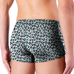White And Teal Leopard Print Men's Boxer Briefs