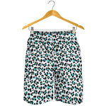 White And Teal Leopard Print Men's Shorts