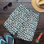 White And Teal Leopard Print Men's Shorts
