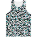 White And Teal Leopard Print Men's Tank Top