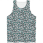 White And Teal Leopard Print Men's Tank Top