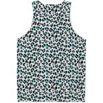 White And Teal Leopard Print Men's Tank Top