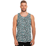 White And Teal Leopard Print Men's Tank Top