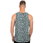 White And Teal Leopard Print Men's Tank Top