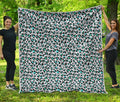 White And Teal Leopard Print Quilt