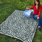 White And Teal Leopard Print Quilt