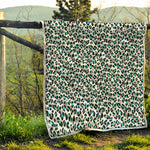 White And Teal Leopard Print Quilt