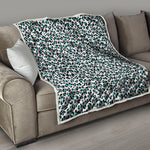 White And Teal Leopard Print Quilt