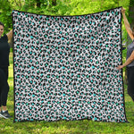 White And Teal Leopard Print Quilt