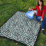 White And Teal Leopard Print Quilt