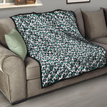 White And Teal Leopard Print Quilt