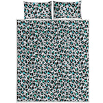 White And Teal Leopard Print Quilt Bed Set