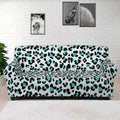 White And Teal Leopard Print Sofa Cover
