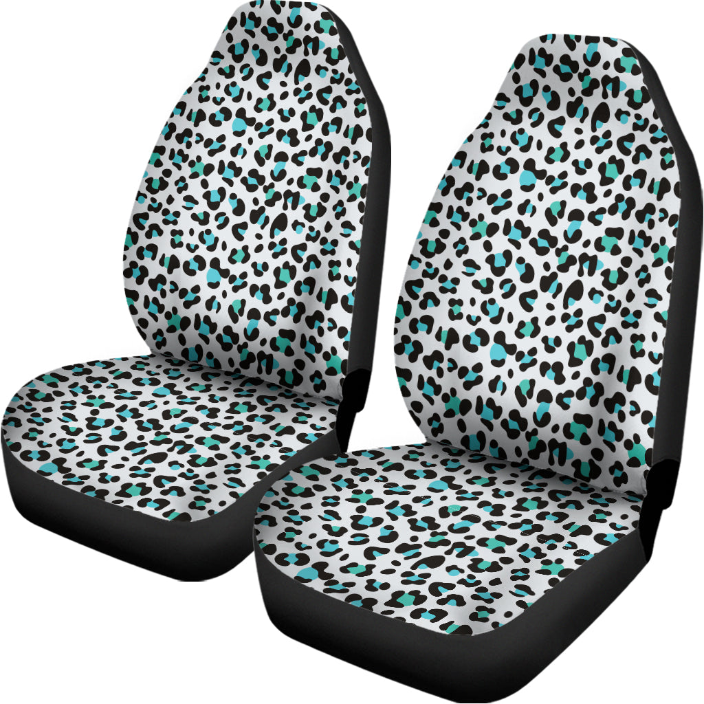 White And Teal Leopard Print Universal Fit Car Seat Covers