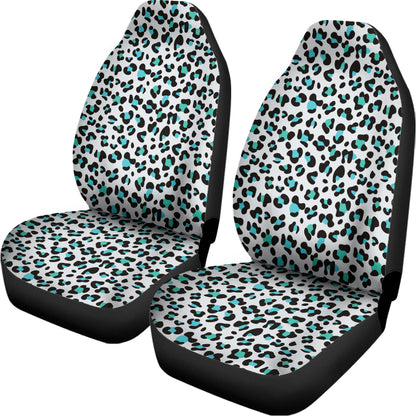 White And Teal Leopard Print Universal Fit Car Seat Covers