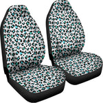 White And Teal Leopard Print Universal Fit Car Seat Covers