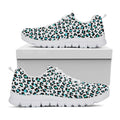 White And Teal Leopard Print White Running Shoes