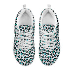 White And Teal Leopard Print White Sneakers