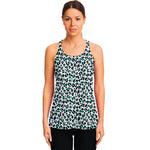 White And Teal Leopard Print Women's Racerback Tank Top