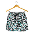 White And Teal Leopard Print Women's Shorts