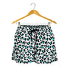 White And Teal Leopard Print Women's Shorts
